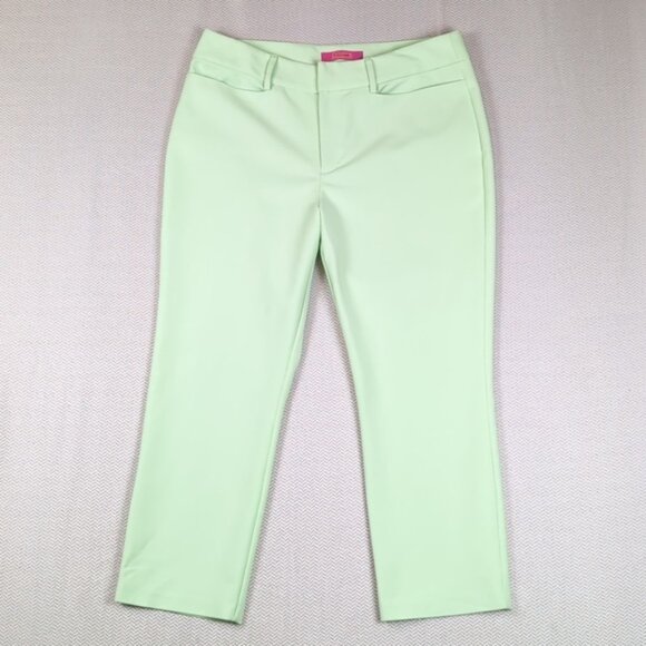 Catherine Malandrino Cropped Trousers Mint Green Slim Leg Stretch Pants - Picture 4 of 10